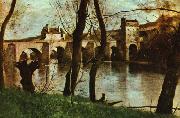 Jean Baptiste Camille  Corot Le Pont de Mantes oil painting on canvas